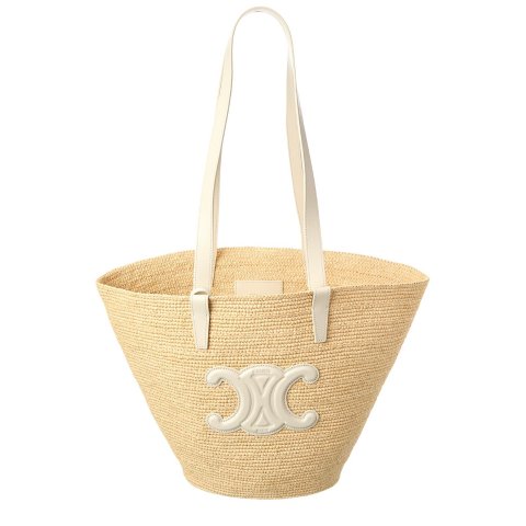 CelineClassic Panier 拉菲草皮革托特包