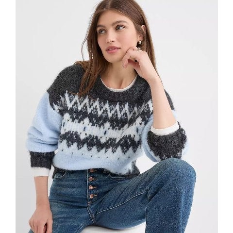 LOFTColorblock Fair Isle Sweater