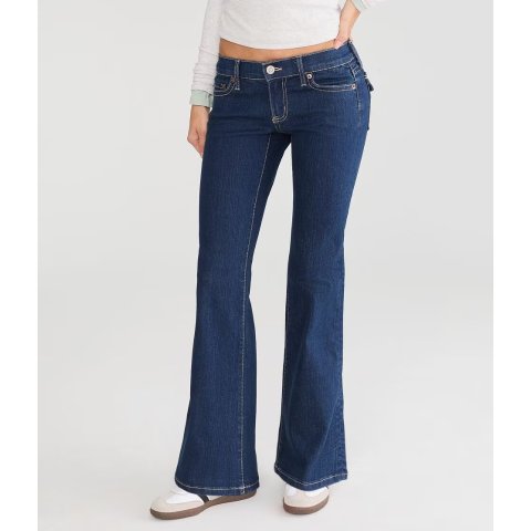 低腰喇叭牛仔裤