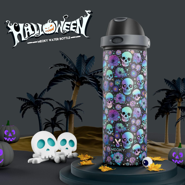 Meoky Stainless Steel Insulated Water Bottle 24oz Halloween