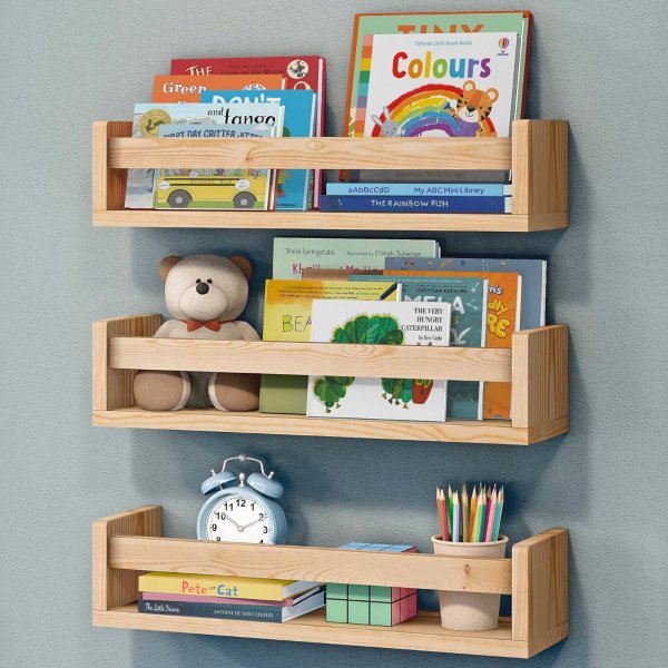 NATURE SUPPLIES Nursery Bookshelves 3-Pack Natural Wood