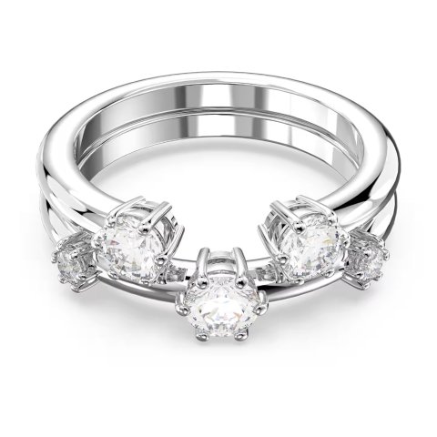 Constella Round Cut Ring Set Rhodium Plated White
