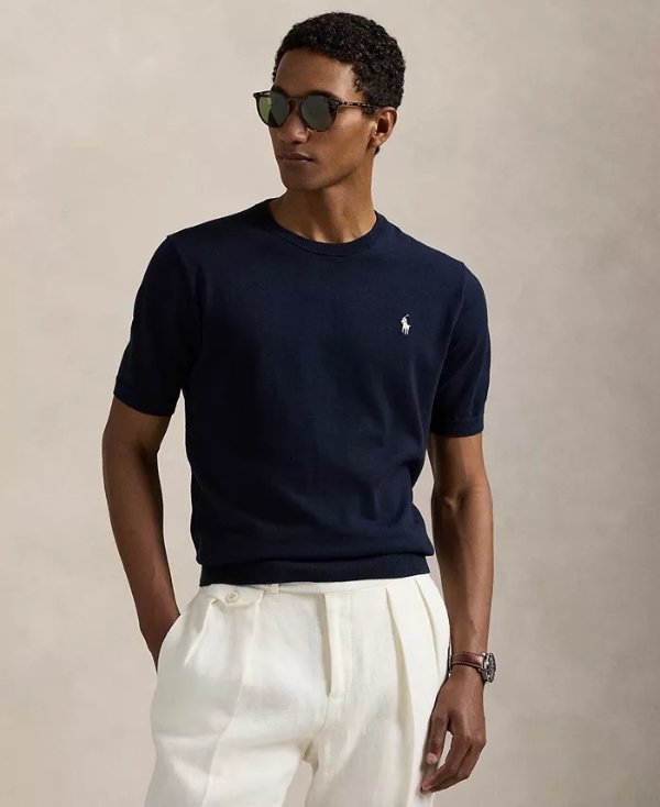 Men's Cotton Crewneck Short Sleeve Sweater