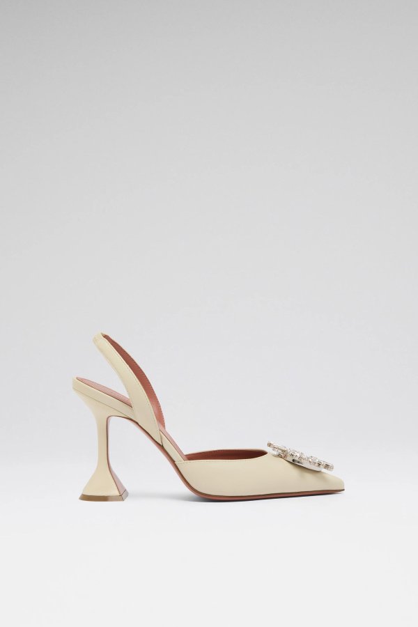 AMINA MUADDI Begum Sling 95 Almond Nappa Heels