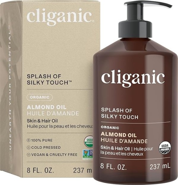Cliganic Organic Sweet Almond Oil 8oz