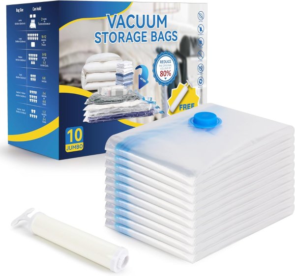 Simple Deluxe 10 Jumbo Vacuum Seal Bags with Hand Pump