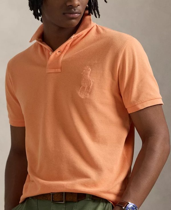 Men's Custom Slim Fit Big Pony Mesh Polo Shirt