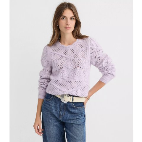 LOFTScalloped Pointelle Puff Sleeve Sweater