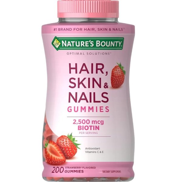 Vitamin Biotin Optimal Solutions Hair, Skin and Nails Gummies, 200 Count