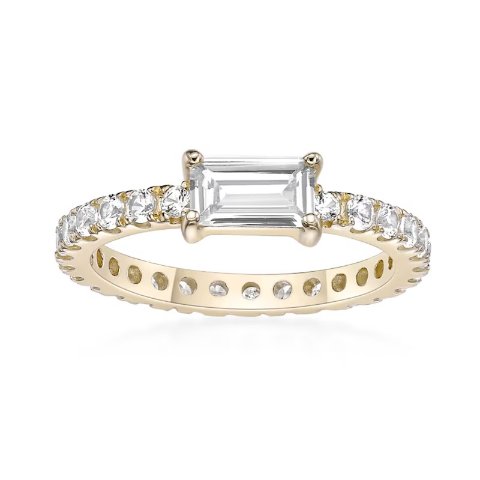 Sterling Lab-Created Sapphire Eternity Ring 18K Gold