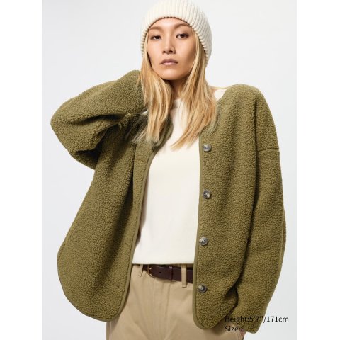 UniqloPile Lined Fleece Cardigan Relaxed Fit