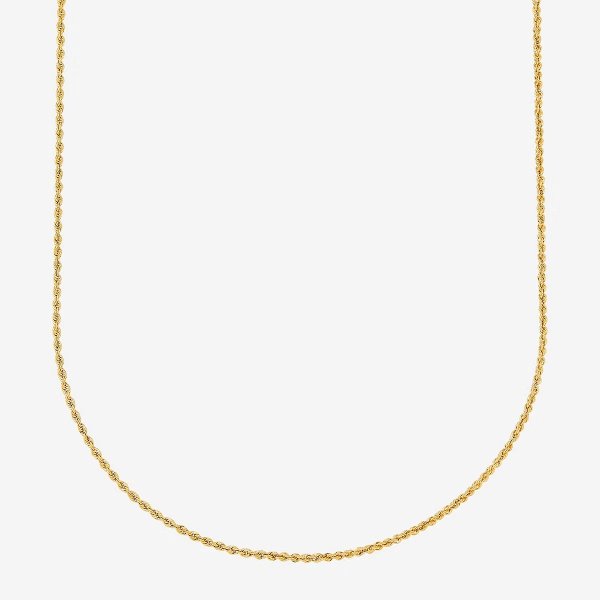10K Gold Hollow Rope Chain Necklace 18-24 Inch