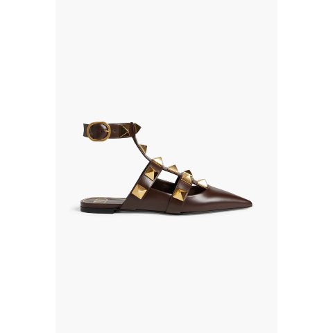 Roman Stud Leather Point-Toe Flats