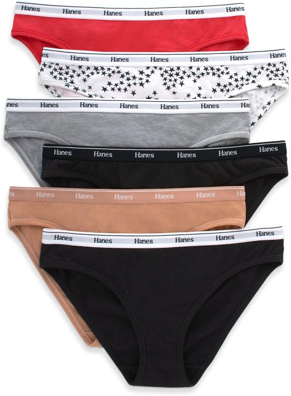 Hanes Originals Women's Bikini Panties Cotton 6-Pack