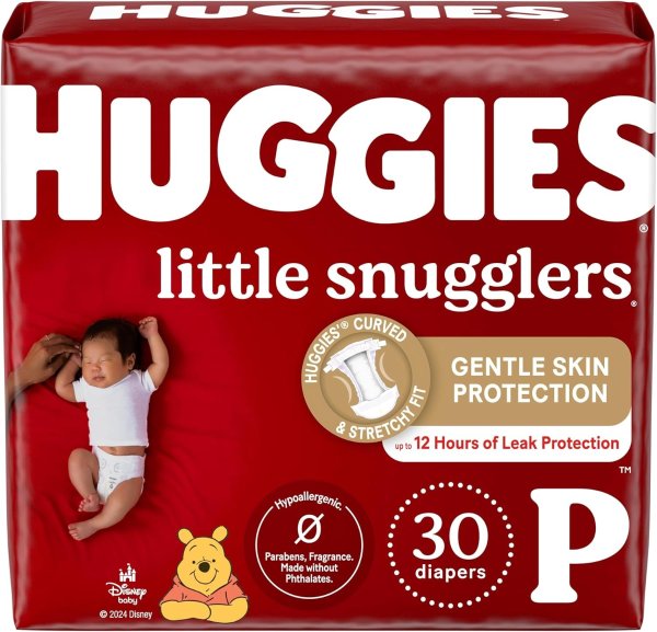 Little Snugglers Baby Diapers, Size Preemie, 30 Count, Convenience Pack (Packaging May Vary)