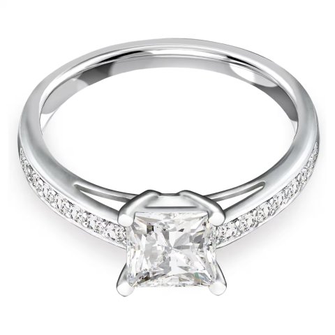 Attract Pave Ring White Rhodium Plated