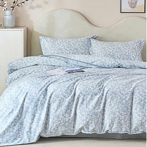 Leafya Cotton Bedskirt Duvet Cover Set