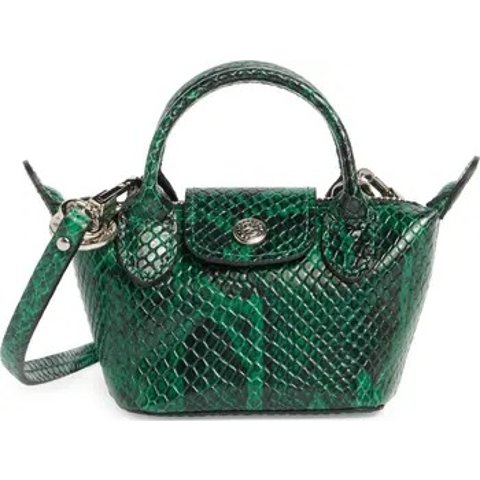 Le Pliage Cuir Croc Embossed Extra Small Crossbody Bag