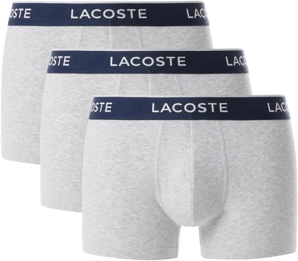 Lacoste Men's Cotton Tricolor Waistband Trunks 3-Pack