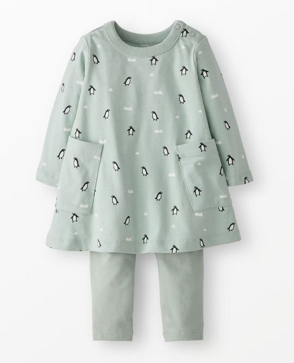Long Sleeve Pocket Dress Leggings Set