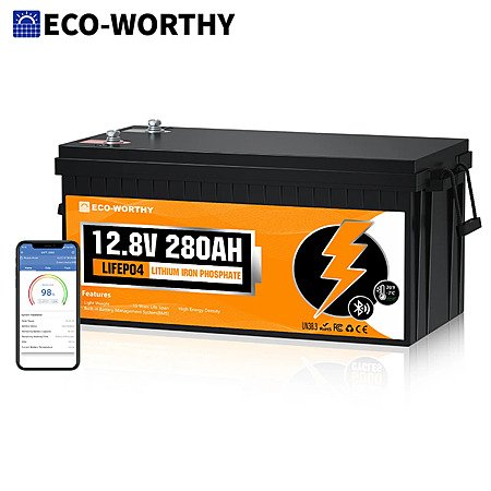 ECO-WORTHY 12V 280Ah Smart LiFePO4 Battery Bluetooth