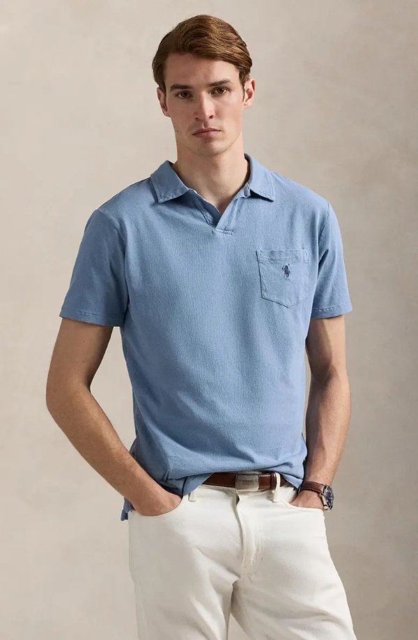 Cotton Linen Pocket Polo Shirt