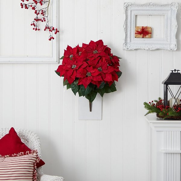 Nearly Natural Poinsettia Artificial Plant 24-in 6077-S2