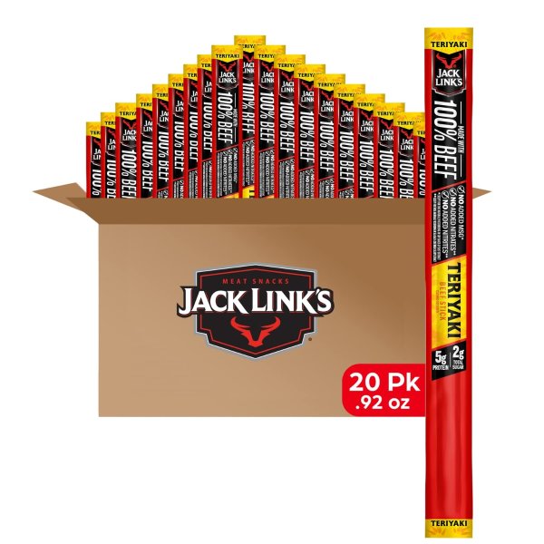 Beef Sticks – Protein Snack, Meat Stick with 6g of Protein, Made with Premium Beef, No Added MSG** – Teriyaki, 0.92 Oz. (20 Count)