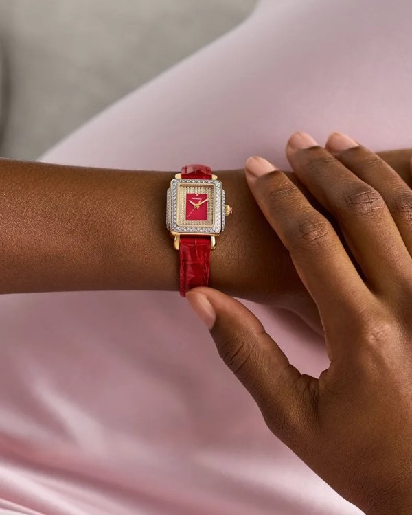 Deco Madison Red Mini Diamond Pave Watch