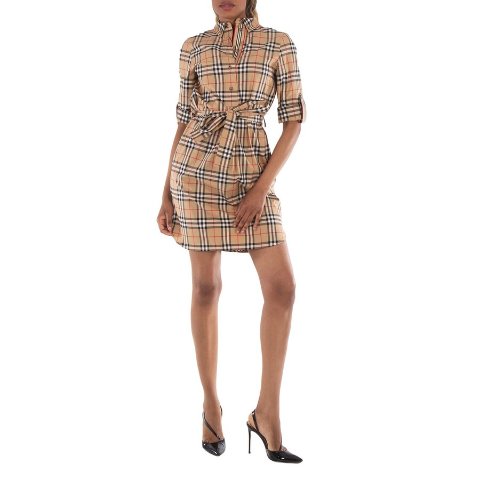 BurberryVintage Check Tie-Waist Shirt Dress
