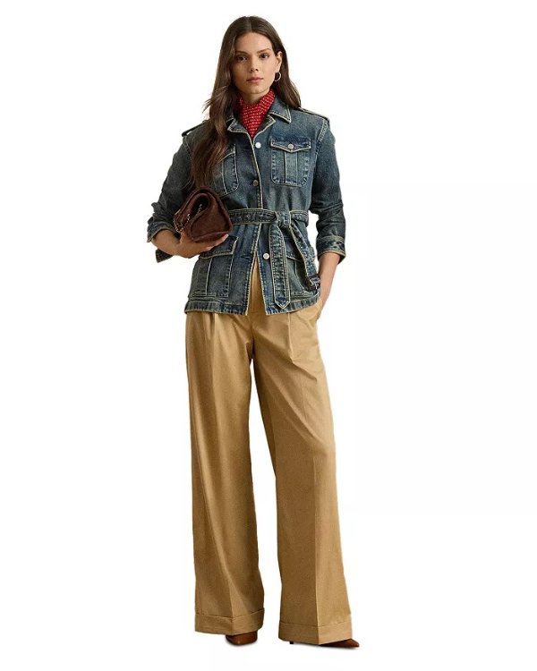 Lauren Ralph Lauren Wide Leg Cotton Twill Pants