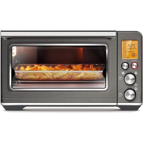 智能空气炸烤箱，黑色不锈钢