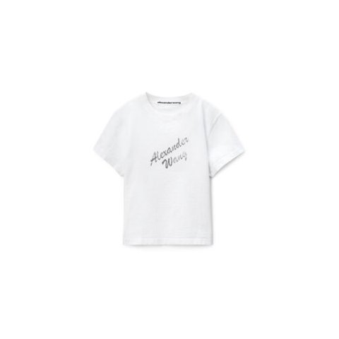 Alexander WangCotton Logo Tee White Crystal Hotfix