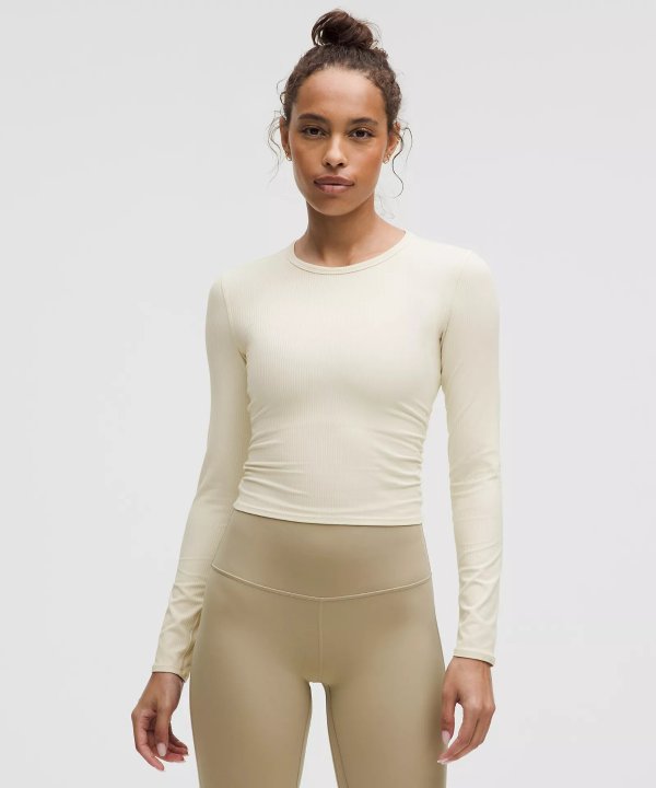 All It Takes Back-Twist Ribbed Long-Sleeve Shirt