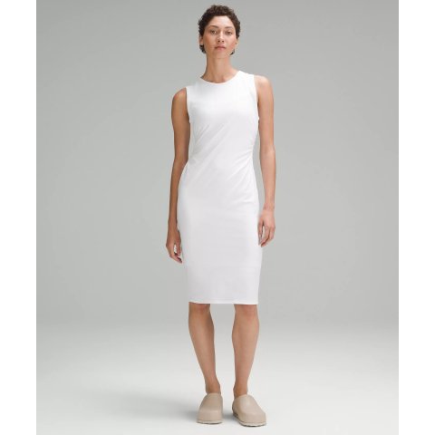 棉质褶皱中长背心裙