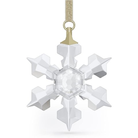Swarovski Little Snowflake 透明水晶挂饰 金色丝带