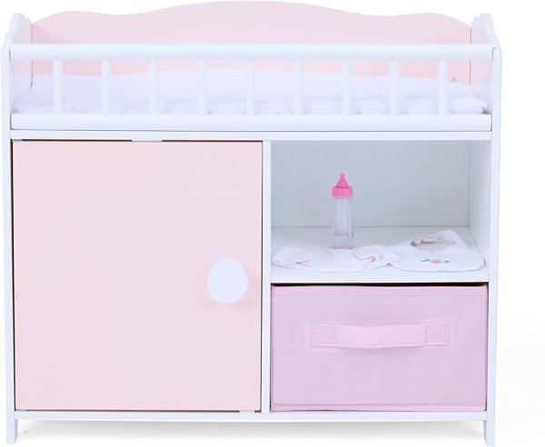 Olivia's Little World Wooden Doll Crib Pink and White