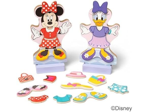 Melissa & Doug Minnie Mouse Wooden Dress-Up Dolls 52 Pieces