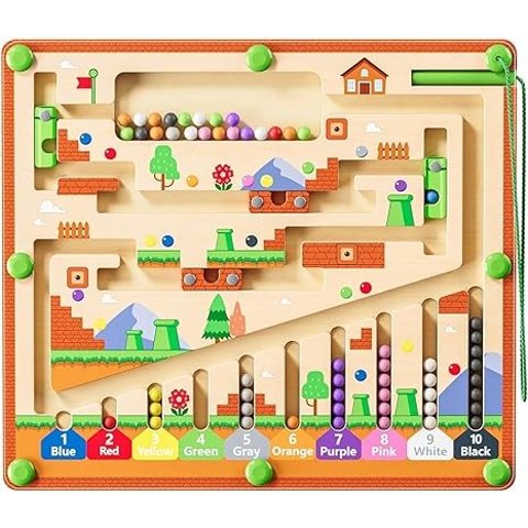 磁性彩色数字迷宫木质玩具