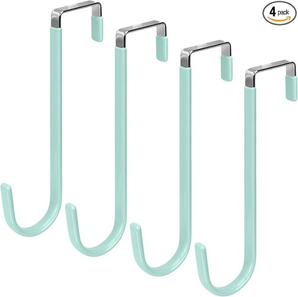 Rubber Over Door Hooks 4 Pack Long Light Green
