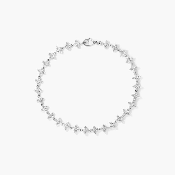 Lab-Grown Diamond Blossom Tennis Bracelet 14K White Gold