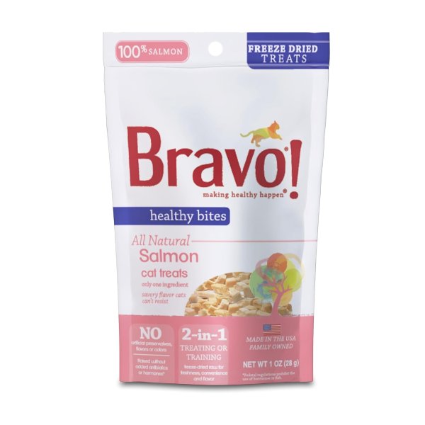 Healthy Bites Single Ingredient Freeze Dried Raw Cat Treats, Salmon, 1 Ounce