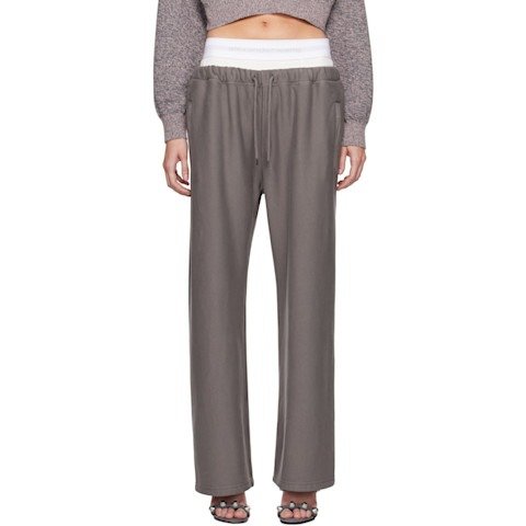 灰色宽腿卫衣裤 