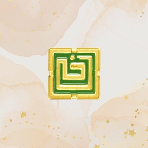 24K足金「蛇年」系列之彩蛇方砖转运珠