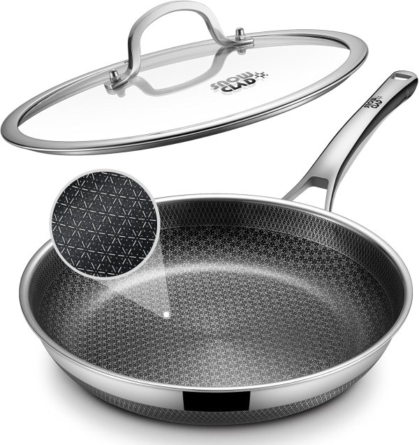 Yonida 12-Inch Nonstick Frying Pan with Lid Stainless Steel