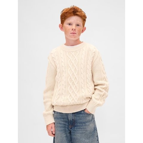 儿童、大童圆领麻花毛衣