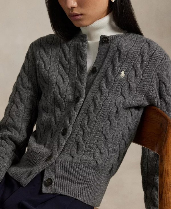 Women's Wool-Cashmere Cable-Knit Cardigan