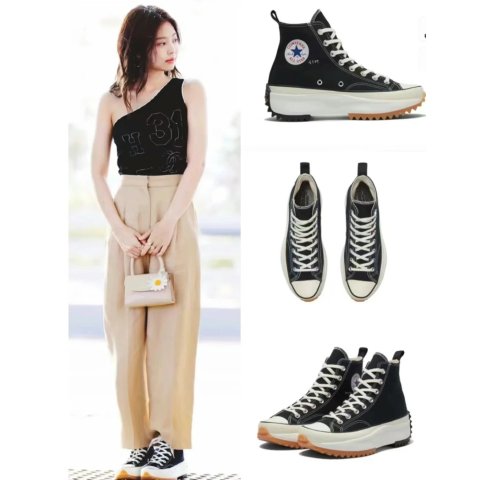  封面款厚底高帮帆布鞋 Jennie、涩琪同款