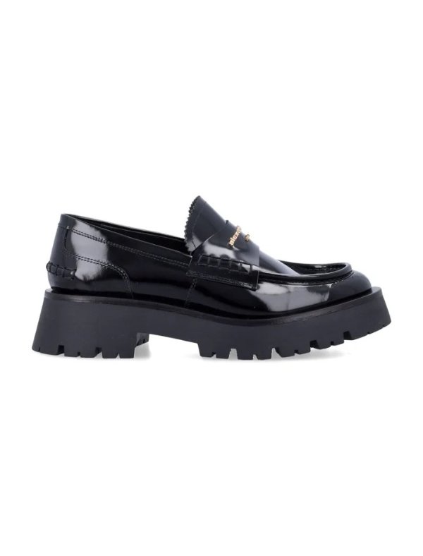 Carter Chunky Heel Black Leather Loafer