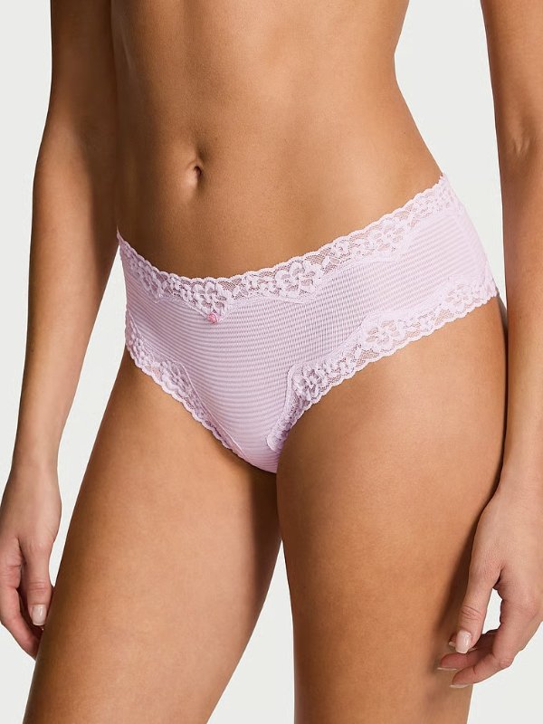 Cotton Shadow Stripe Lace-Waist Panty